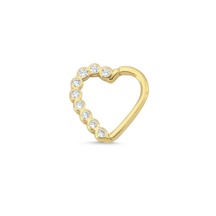 14K Solid Gold Heart Piercing