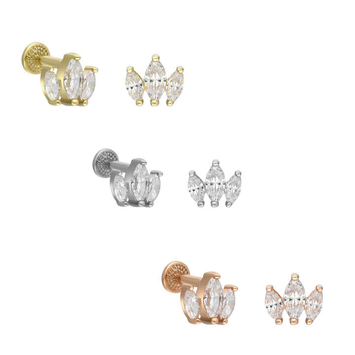 14K Solid Gold Threadless Piercing