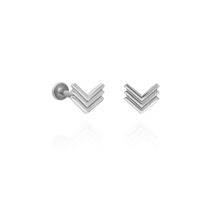 14K Solid Gold Threadless Piercing V Model