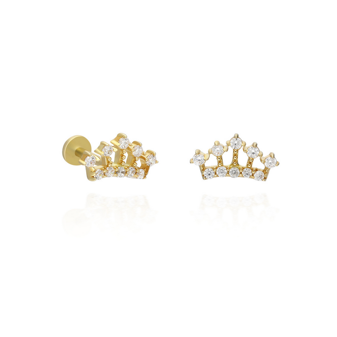 14K Solid Gold Threadless Piercing Crown Charm