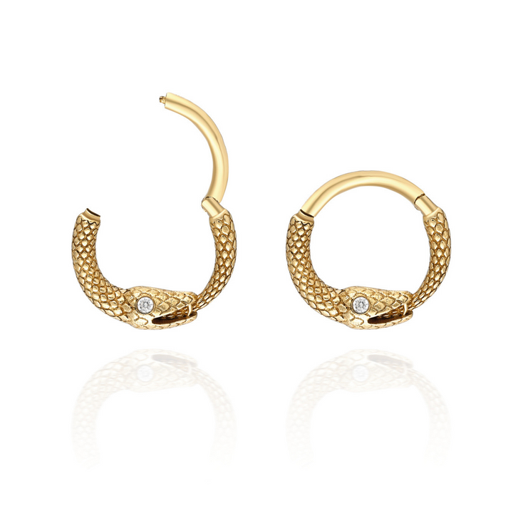 14K Solid Gold Clicker Hoop Piercing