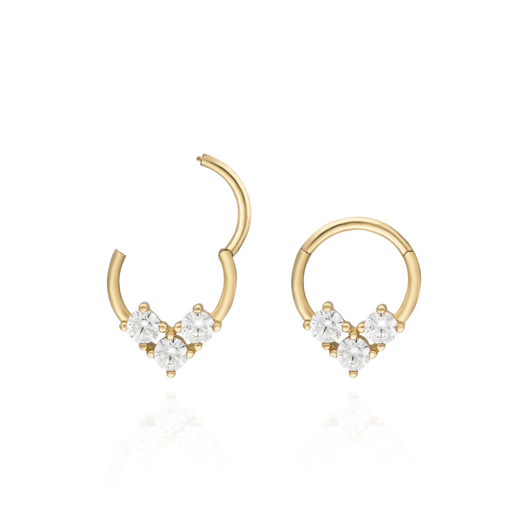 14K Solid Gold Hoop Piercing Daith Earring