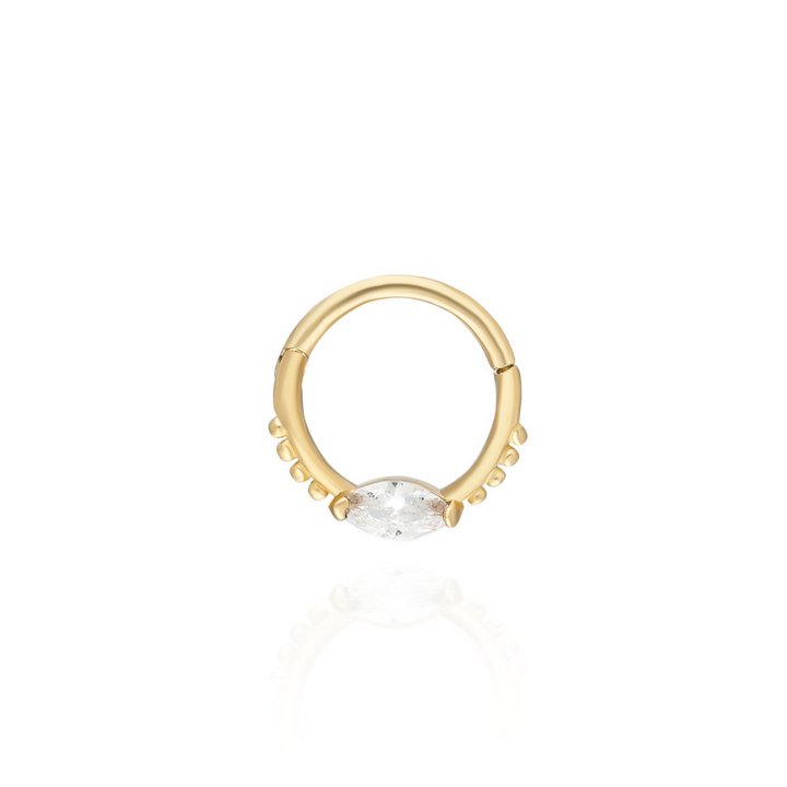 14K Solid Gold Clicker  Hoop Piercing Stone