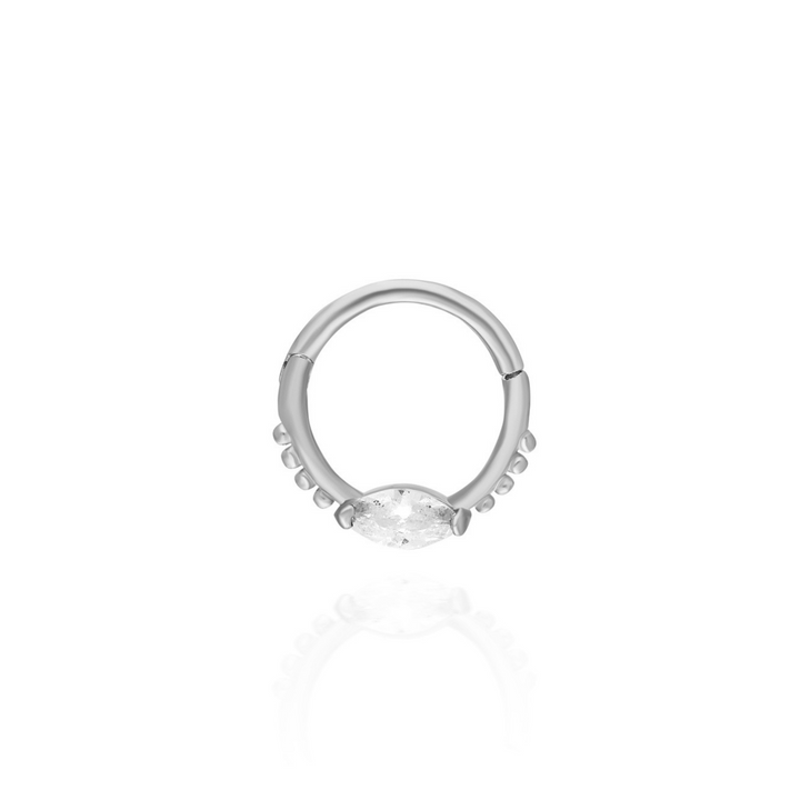 14K Solid Gold Clicker  Hoop Piercing Stone