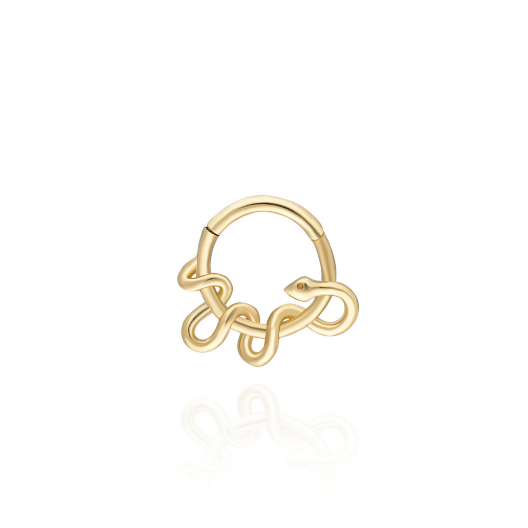 14K Solid Gold Clicker Hoop Piercing Snake