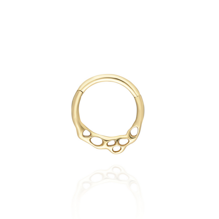 14K Solid Gold Clicker Hoop Piercing Black Hole