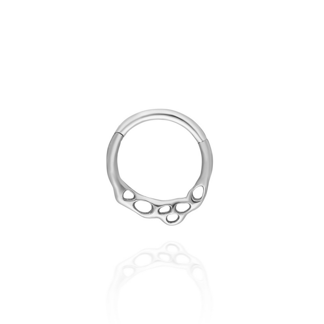 14K Solid Gold Clicker Hoop Piercing Black Hole