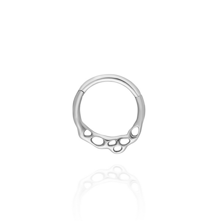 14K Solid Gold Clicker Hoop Piercing Black Hole