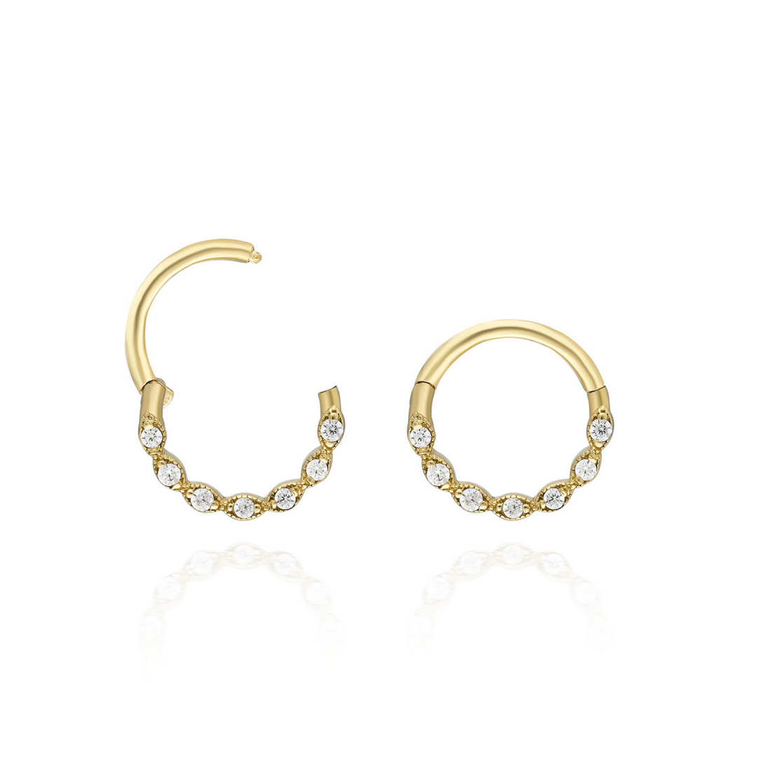 14K Solid Gold Clicker Hoop Piercing