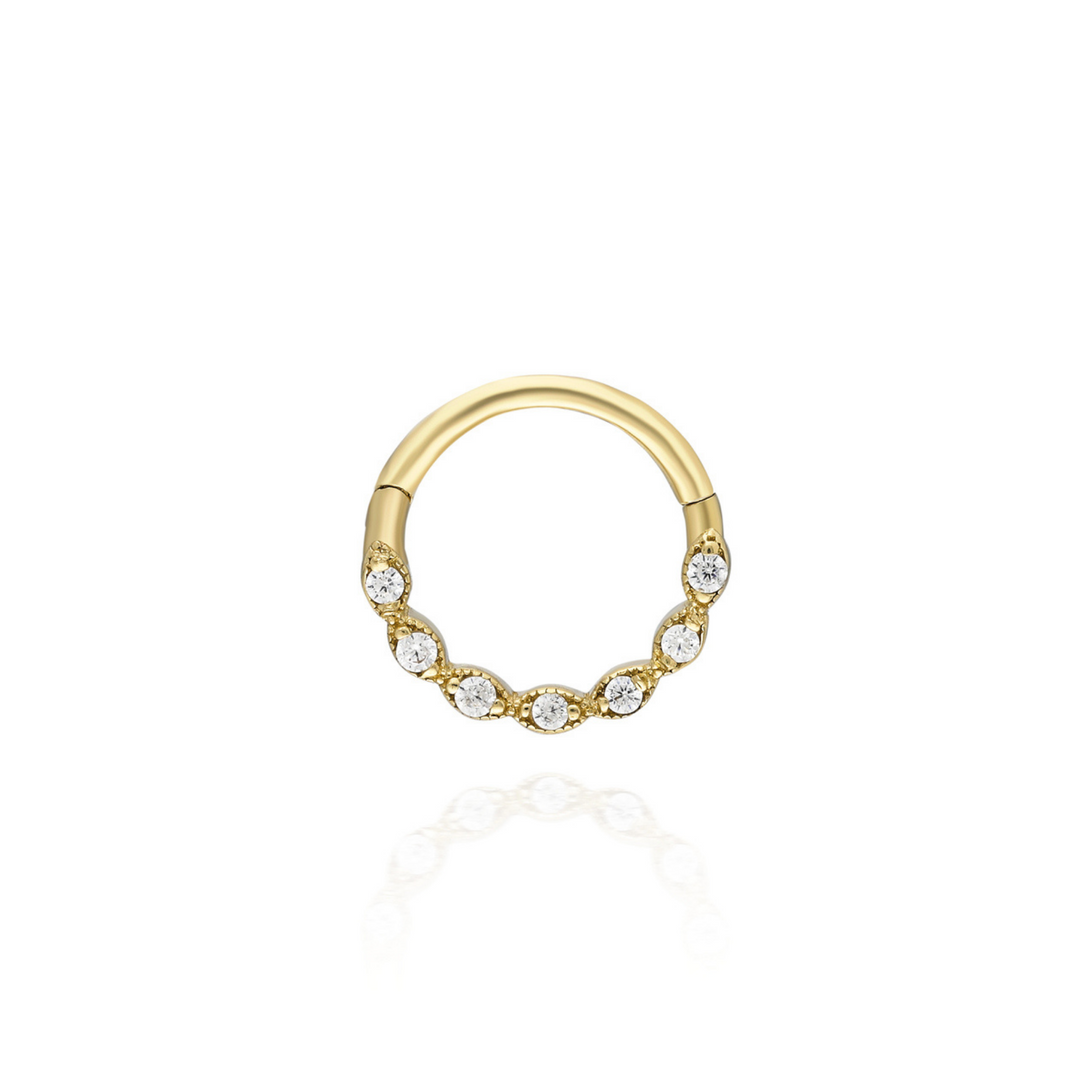 14K Solid Gold Clicker Hoop Piercing