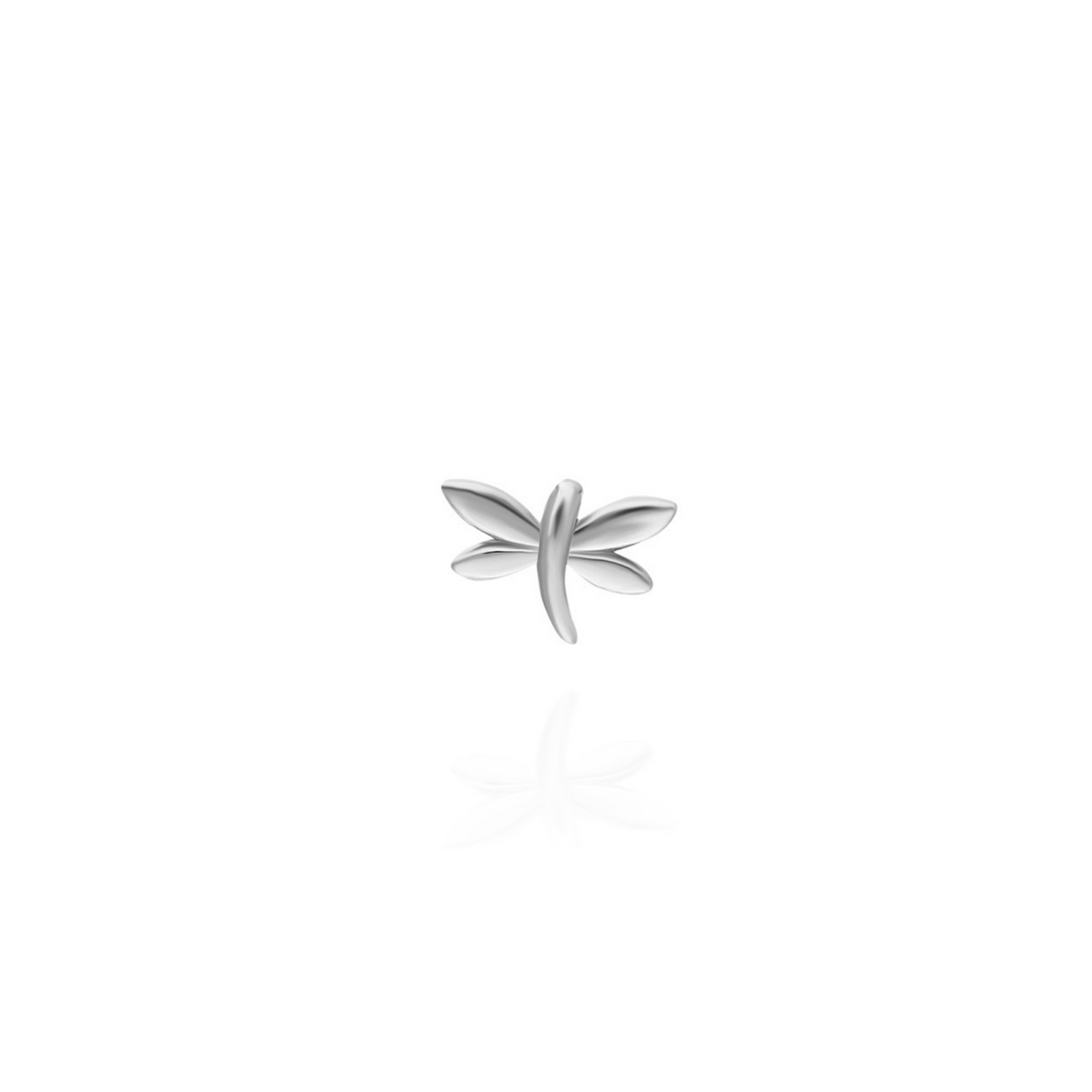 14K Solid Gold Threadless Piercing Dragonfly