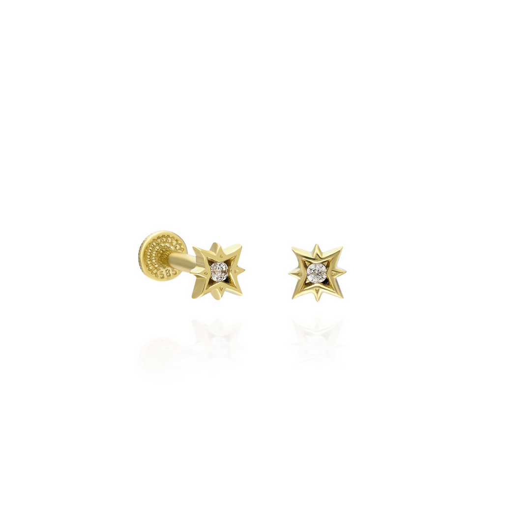 14K Solid Gold Threadless Piercing