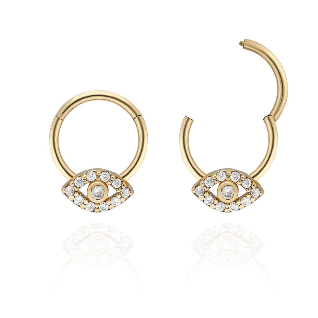 14K Solid Gold Clicker Hoop Eye Piercing