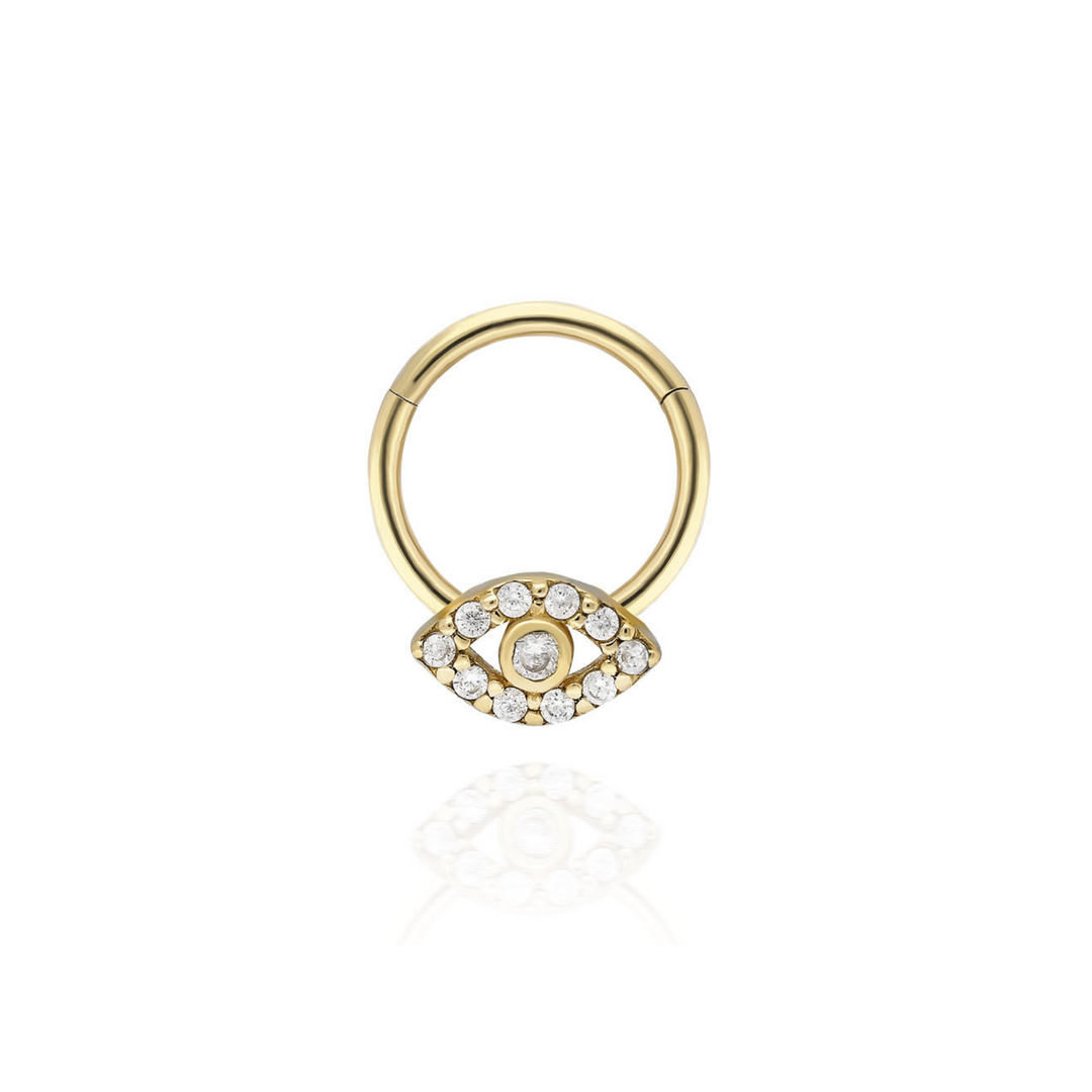 14K Solid Gold Clicker Hoop Eye Piercing