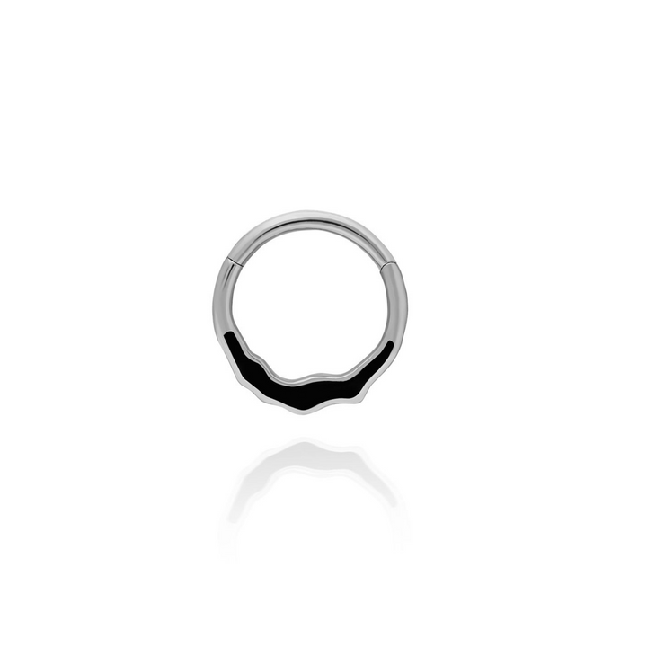 14K Solid Gold Clicker Hoop Piercing Resin Embellished