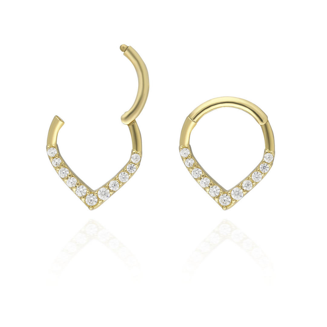 14K Solid Gold Clicker Hoop Piercing