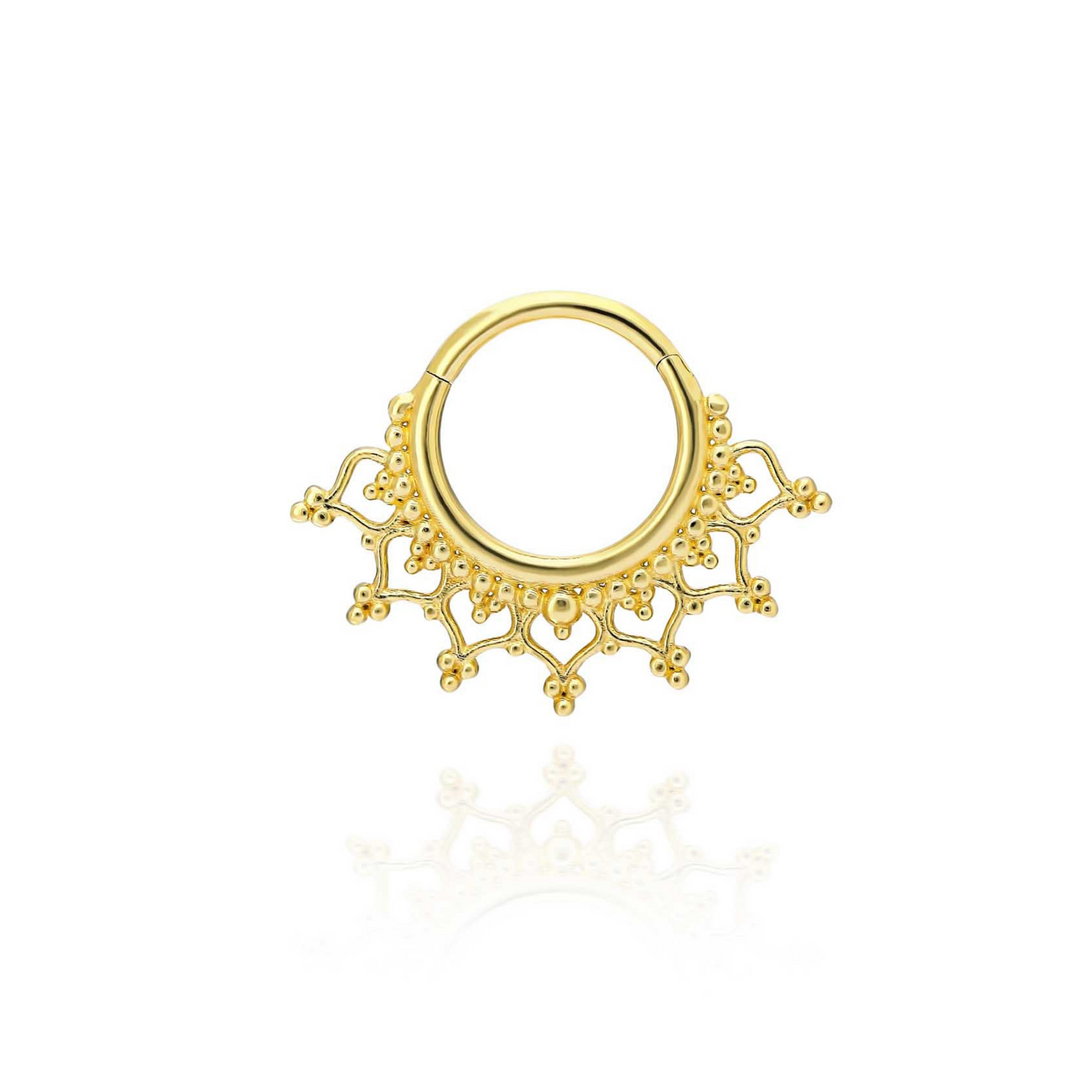 14K Solid Gold Clicker Hoop Piercing Minimalist Tiara