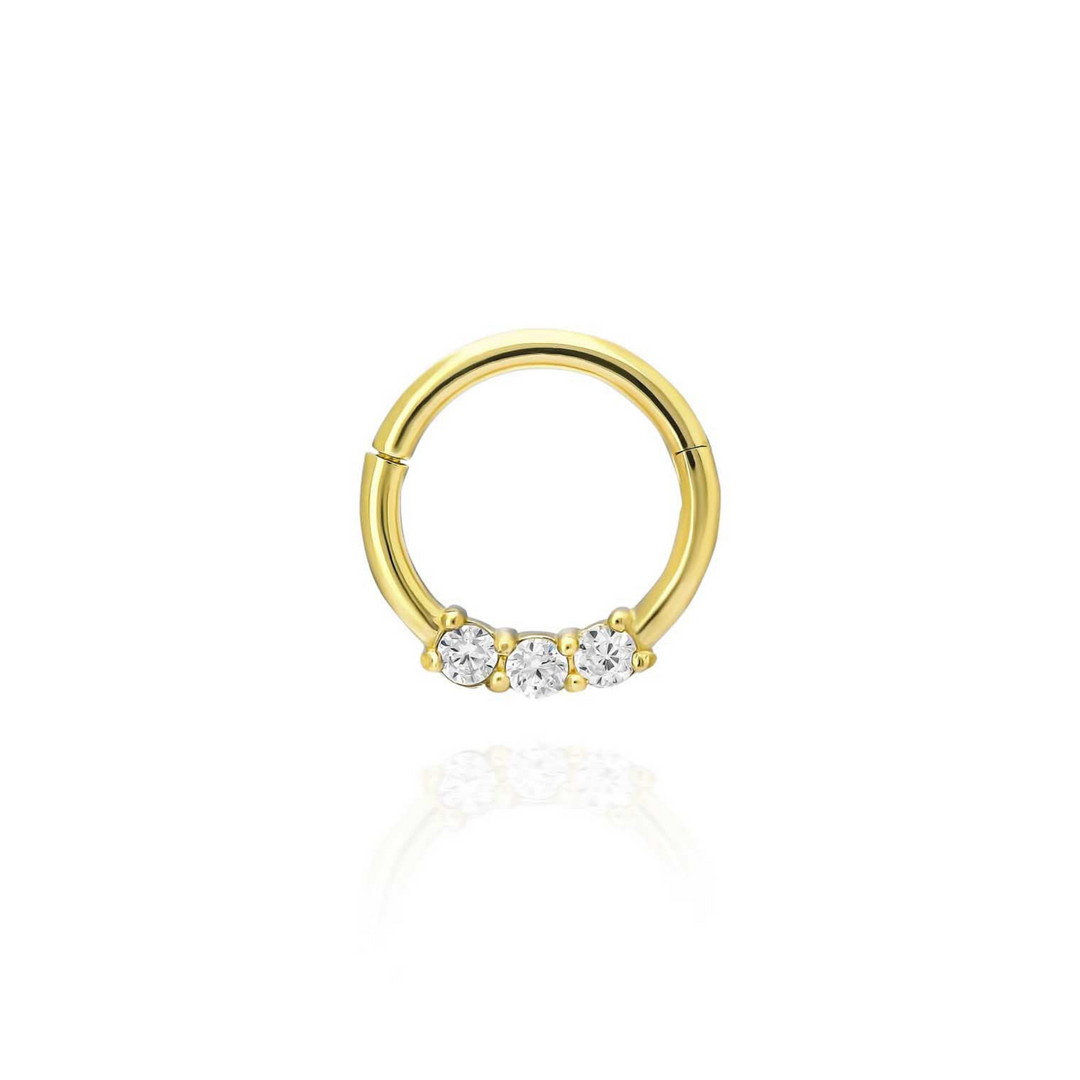 14K Solid Gold Clicker Hoop Piercing Waterway Ring