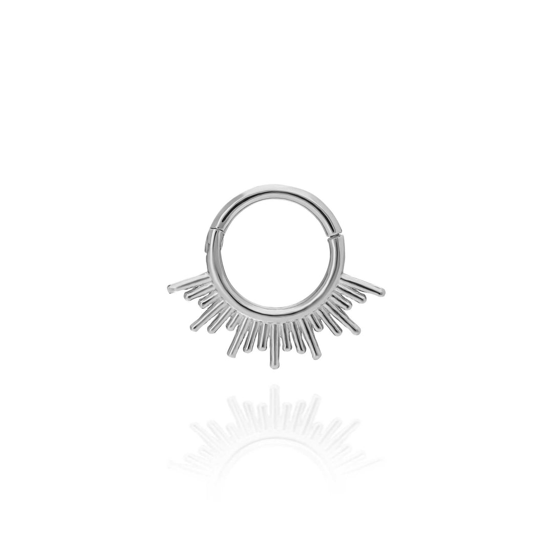 14K Solid Gold Clicker Hoop Piercing Sun