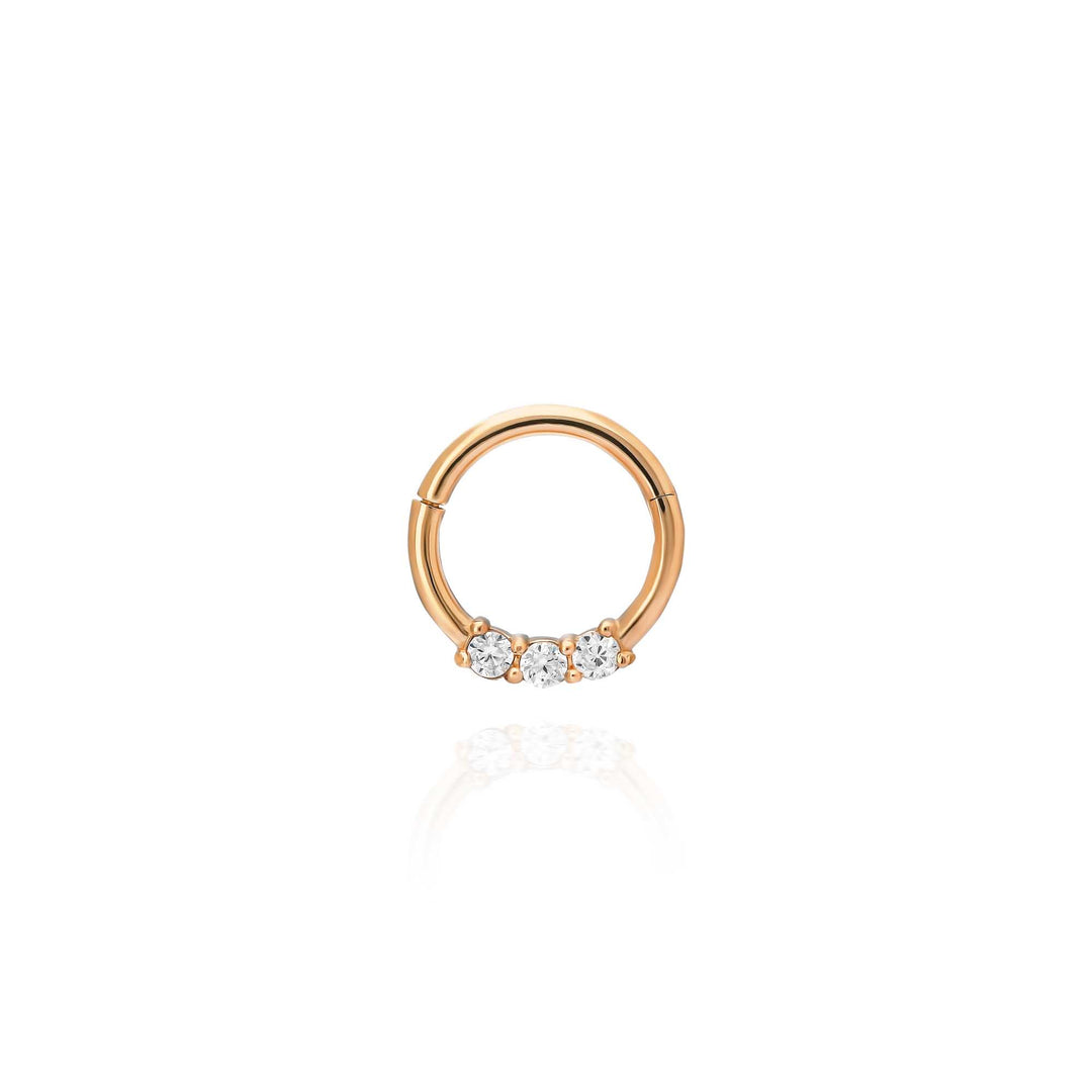 14K Solid Gold Clicker Hoop Piercing Waterway Ring