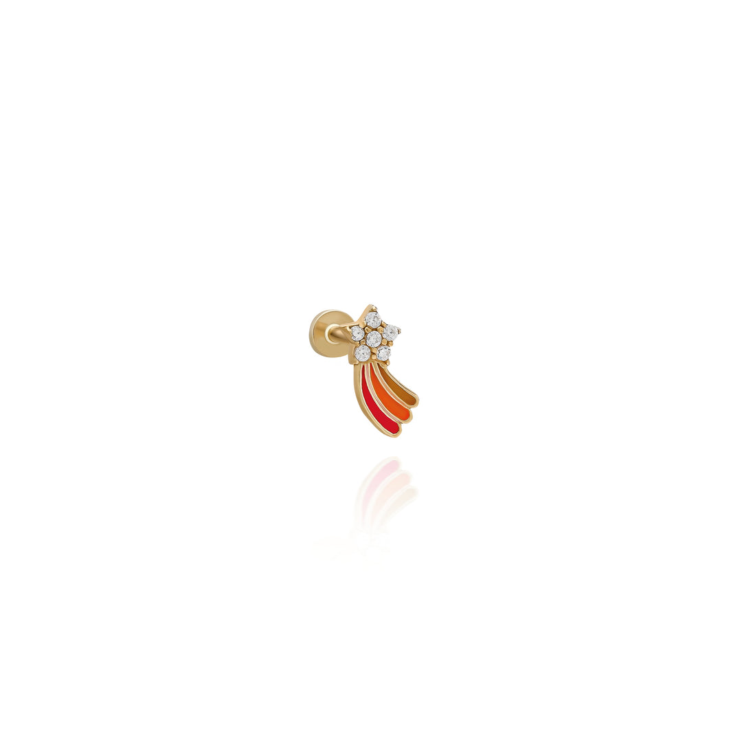 14K Solid Gold Rainbow Threadless Piercing