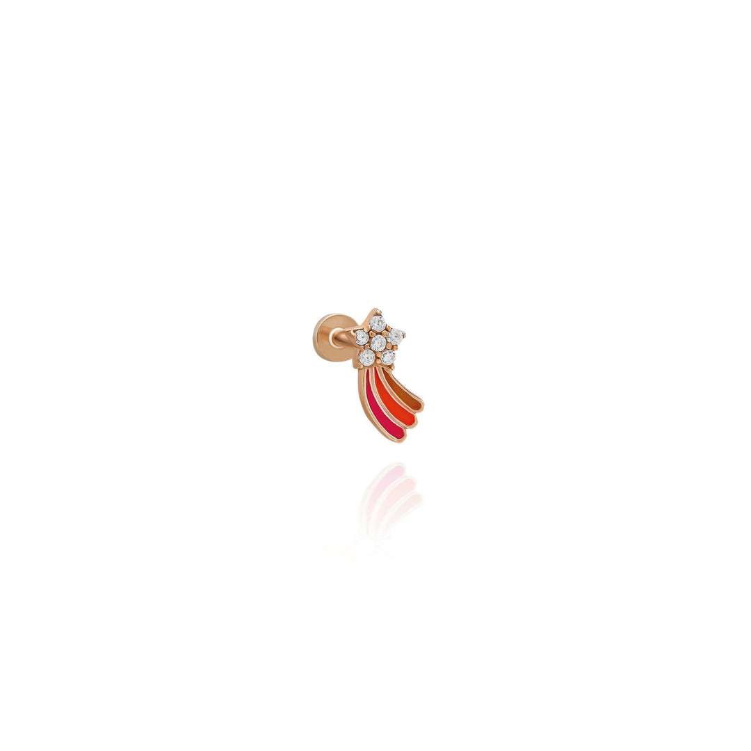 14K Solid Gold Rainbow Threadless Piercing