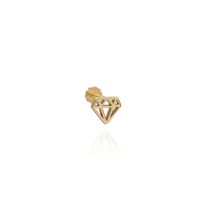 14K Solid Gold Diamond Threadless Piercing