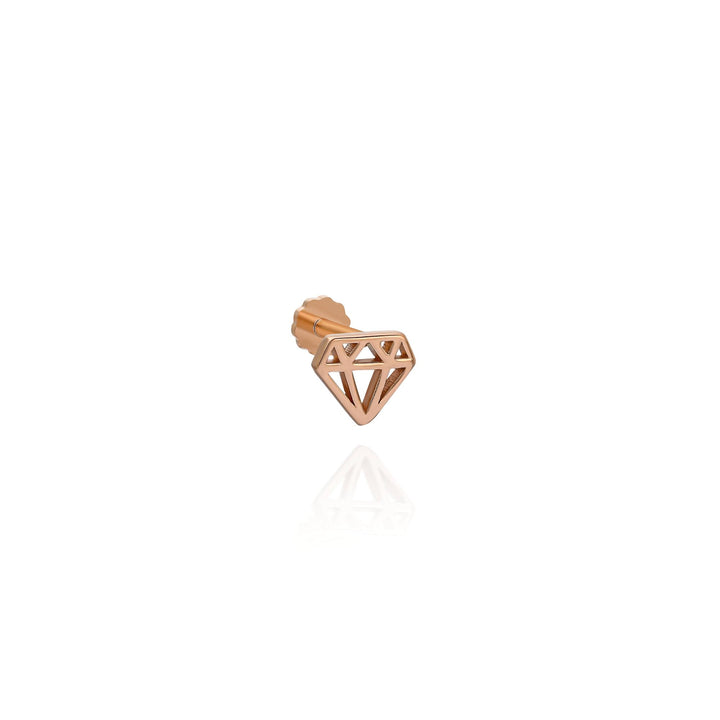 14K Solid Gold Diamond Threadless Piercing