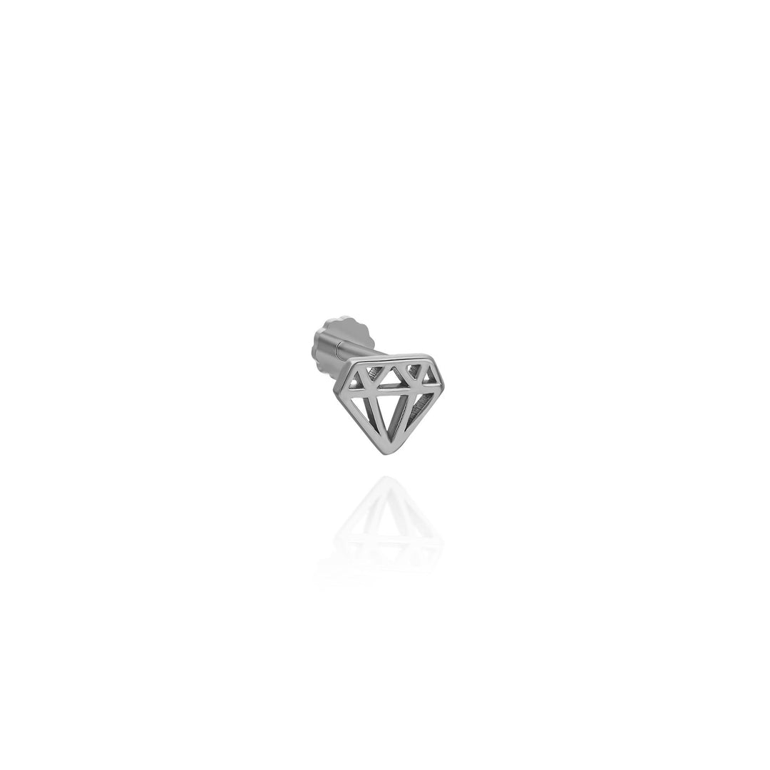 14K Solid Gold Diamond Threadless Piercing