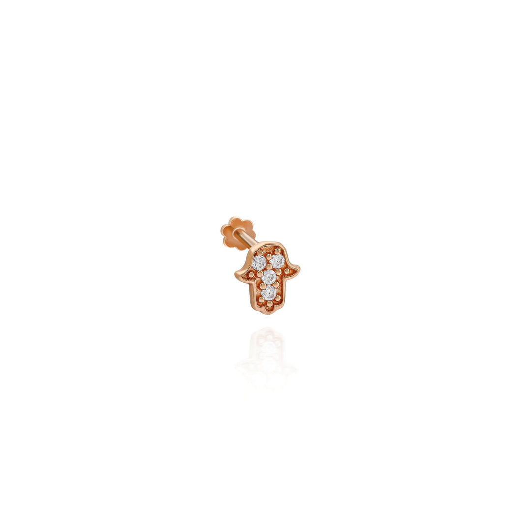 14K Solid Gold Hamsa Threadless Piercing