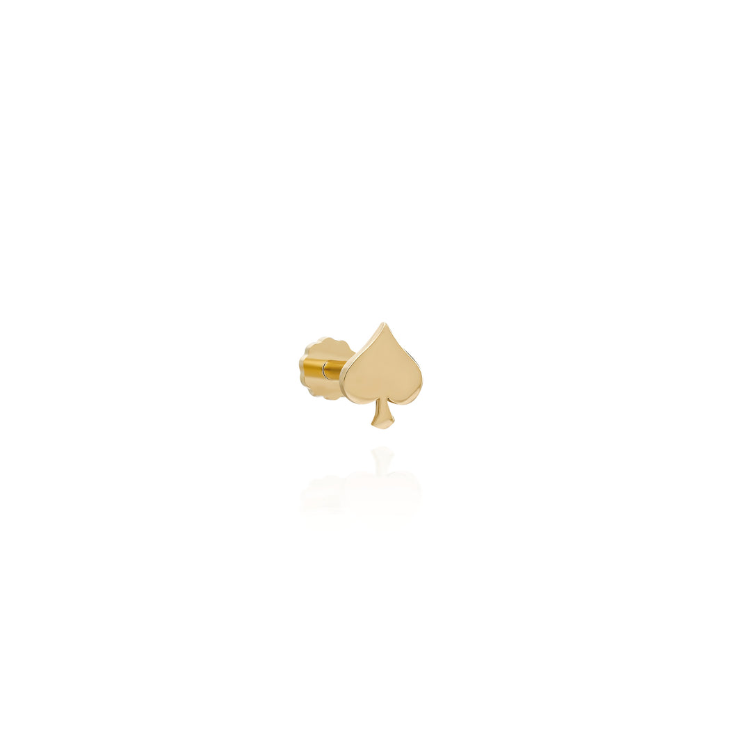 14K Solid Gold Spades Threadless Piercing