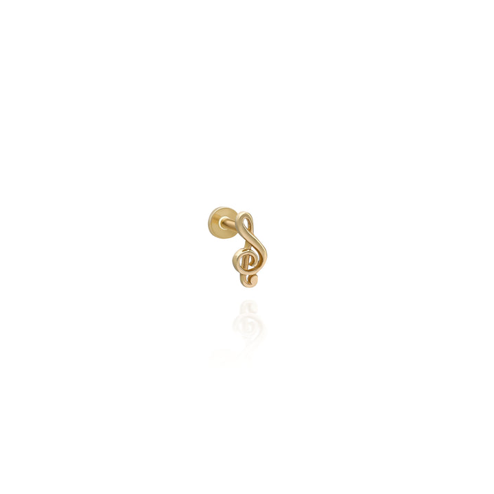 14K Solid Gold Treble Staff Threadless Piercing