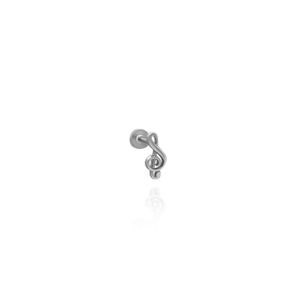 14K Solid Gold Treble Staff Threadless Piercing