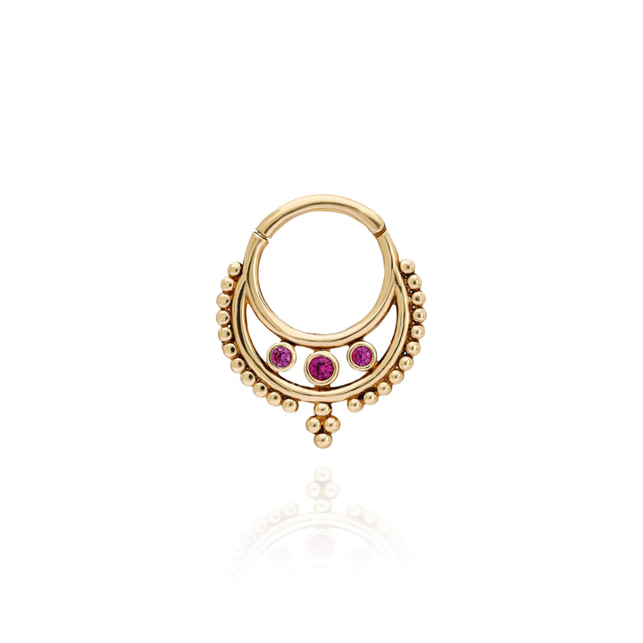 14K Solid Gold Crown Gold Clicker Hoop Piercing