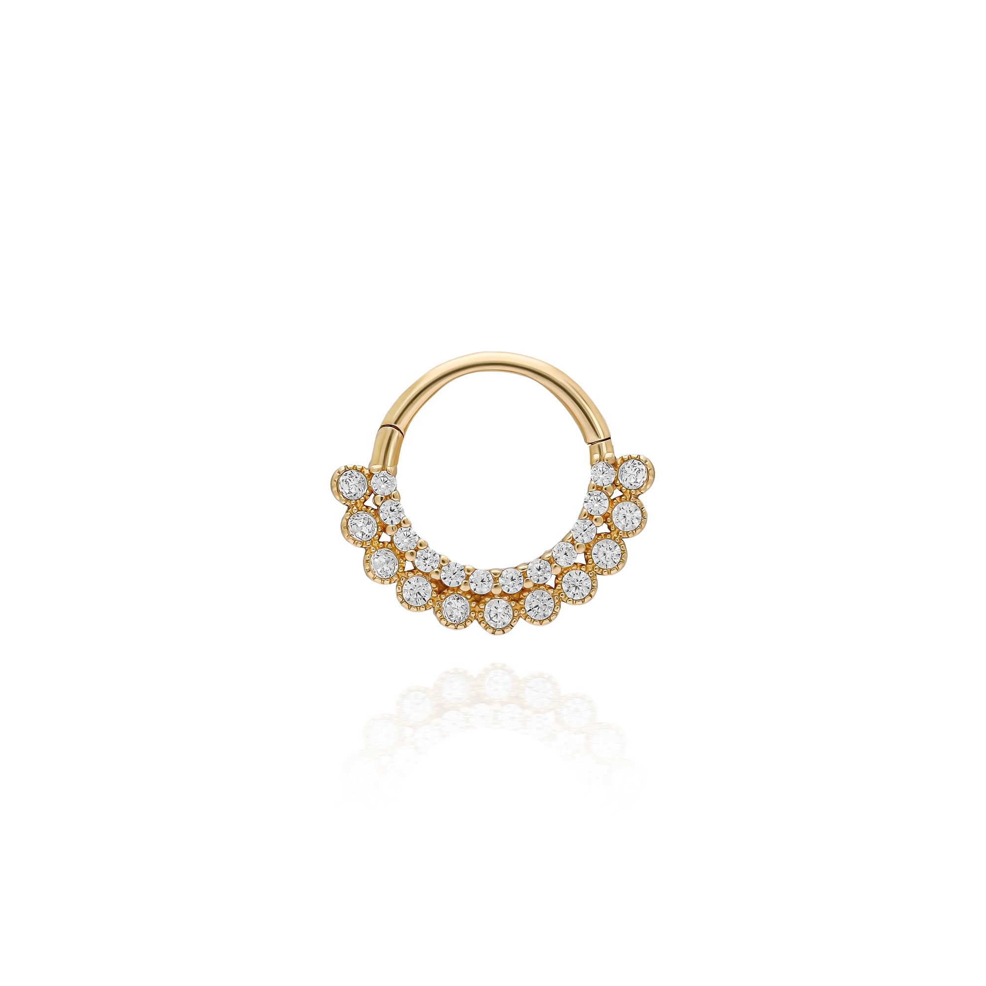 【STONEHENgE】XOXO collection~14K Piercing B0032 (1 piece) 14K Solid Gold Moonstone With Turquoise Conch Hoop
