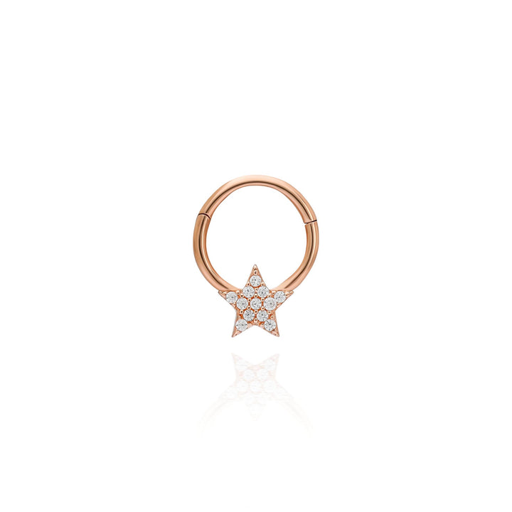 14K Solid Star Gold Clicker Hoop Piercing