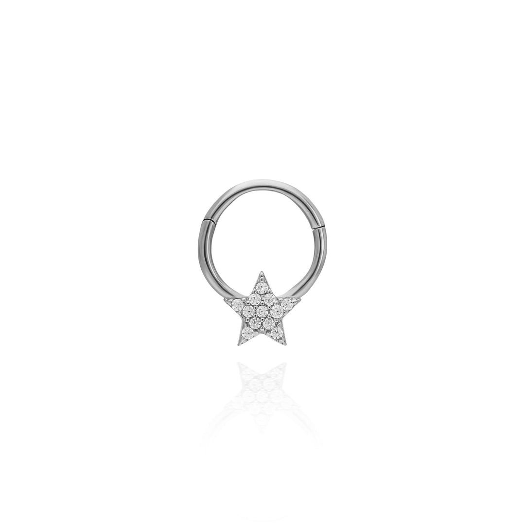 14K Solid Star Gold Clicker Hoop Piercing