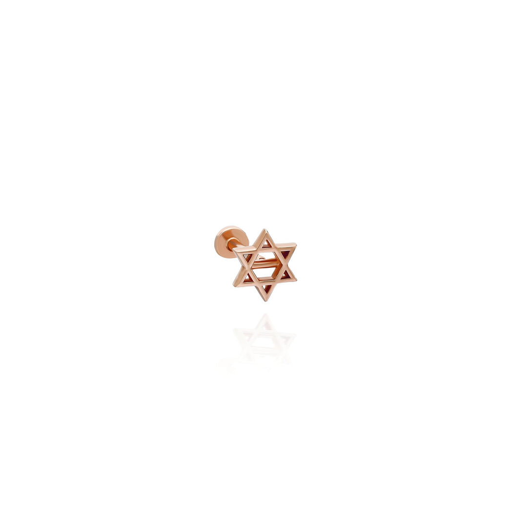 14K Solid Gold Star of David Threadless Piercing