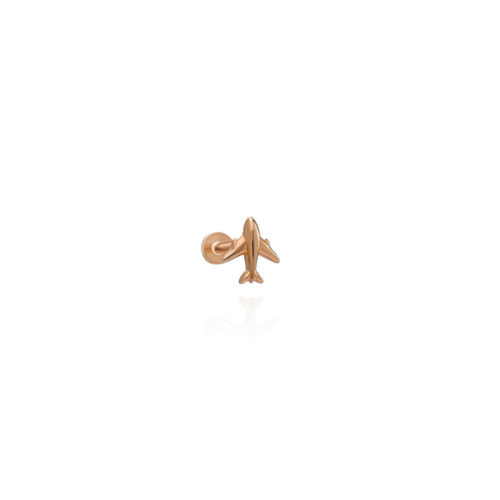 14K Solid Gold Plane Threadless Piercing