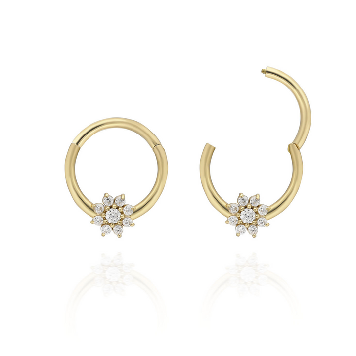 14K Solid Gold Clicker Hoop Piercing